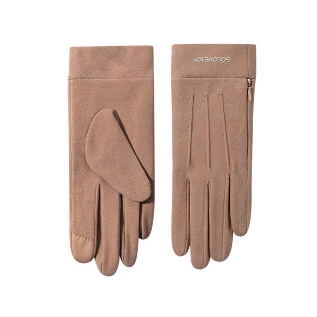 Guantes de pantalla de punto alargados con muñeca cálida de terciopelo para mujer de invierno con bolsillos con cremallera Fridja nalpqowj3546