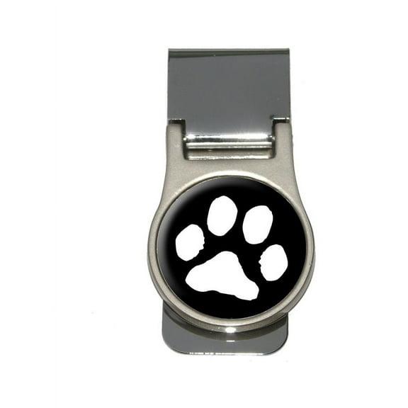 Paw Print - White on Black Money Clip