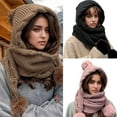 thumbnail image 2 of Thicken Knit Ushanka Neck Gaiter Furry Lining Thicken Neck Warmer Knit Scarf for Cold Weather Insulated Hat, 2 of 9