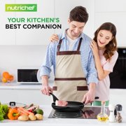 NutriChef Kitchenware 17 Piece Non-Stick Cookware Set, Non-Stick Pans and Pots with foldable Knob, Space Saving, Stackable, Nylon Tools Set, Induction Base, Black