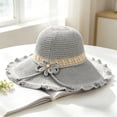 thumbnail image 2 of AirLoni Fisherman Hats For Women UV Protection Woven Hollow Breathable Large Brim Sun Hat Casual Formal Versatile Travel Outdoor Wide Brim Sun hat Bucket Hat Grey,One Size, 2 of 4