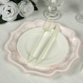 thumbnail image 6 of Efavormart 25 Pack White Pink Paper Dinner Plates in Damask Floral Pattern, 10" Disposable Party Plates with Scalloped Rims - 300 GSM, 6 of 10