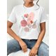 thumbnail image 2 of Casual Floral Graphic Round Neck Short Sleeve Women T-Shirt, Suitable For Summer, 2 of 7