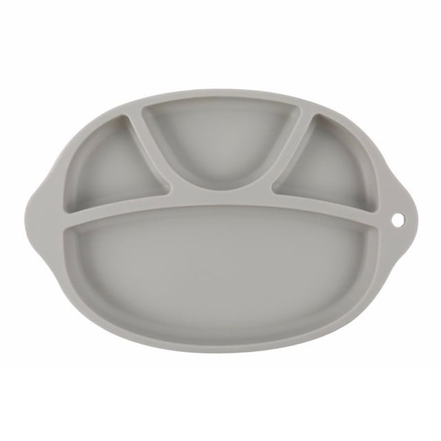 Food Grade Silicone Kids Partition Tray Drop-proof Rices Dish Holder Baby Separate Plate Children's Cutlery (Grey)
