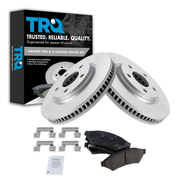 TRQ Front Brake Pad & Rotor Kit Brake Pads Brake Rotor Ceramic Premium G-Coated Fits Select 2005-2008 Buick LaCrosse 2005 Terraza Chevrolet Uplander Pontiac Grand Prix Montana Saturn Relay