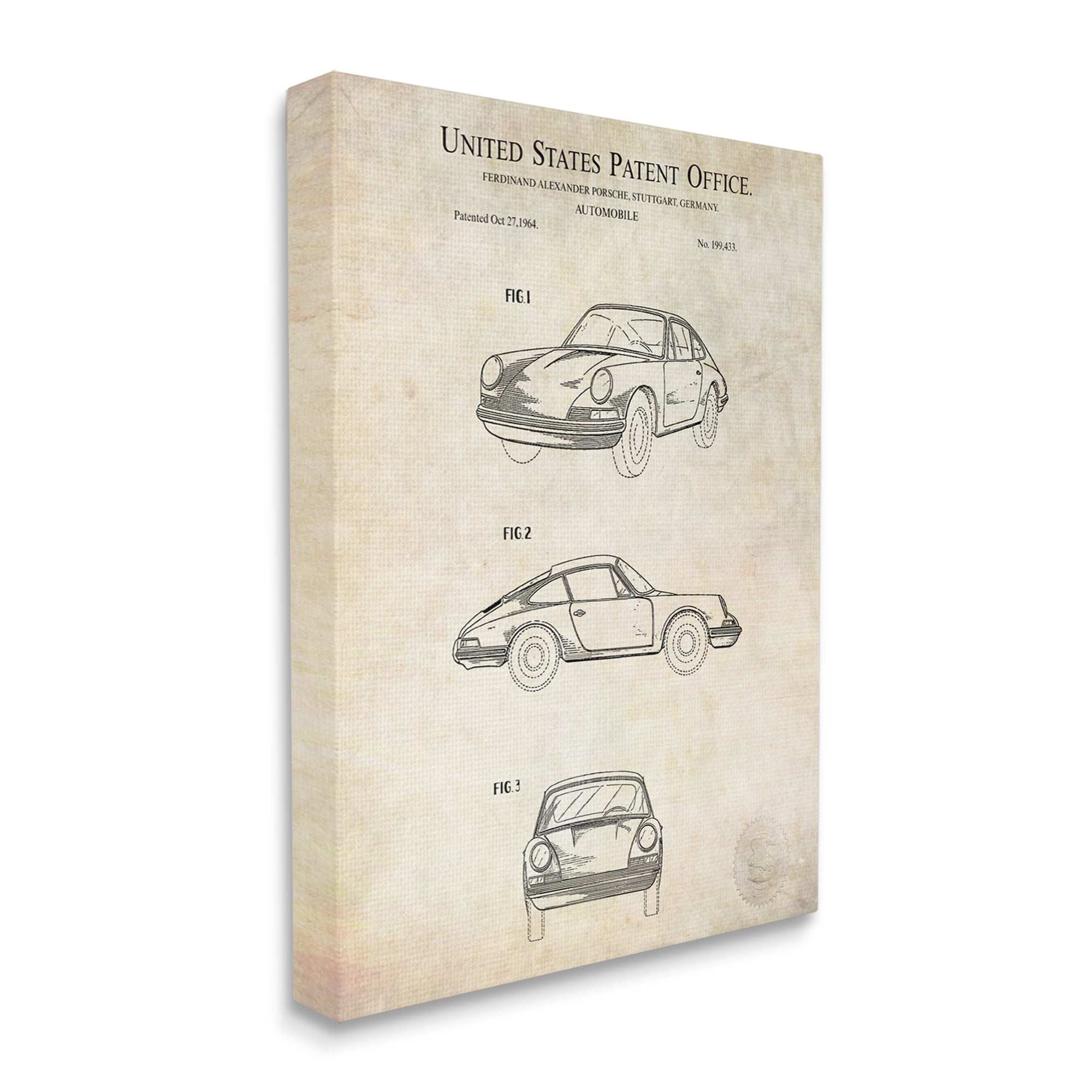 Stupell Industries Automobile Car Detailed Blueprint Diagram Patent Office Text Canvas Wall Art, 36 x 48, Design by Karl Hronek