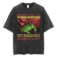 thumbnail image 2 of Camiseta The Horrors Never Ending Yet I Remain Silly, divertida camiseta lavada Retro de rana de estilo japonés, camisetas de gran tamaño para hombres, 2 of 5