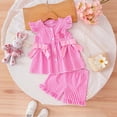 thumbnail image 2 of Toddler Baby Girl Easter Outfit Plaid Ruffle Sleeveless Tops and Shorts Set Kids Girls Easter Clothes, 2 of 6