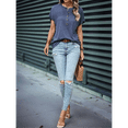 thumbnail image 5 of Womens Short Sleeve Henley Tops V Neck Dressy Casual Loose Fit Shirts Blue S, 5 of 6