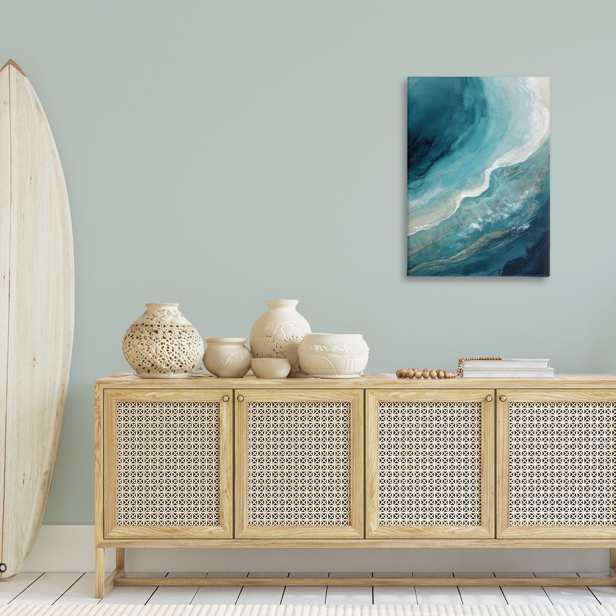 Stupell Industries Splashing Marine Currents Coastal Painting Gallery Wrapped Canvas Art Print Wall Art, 24 x 36
