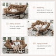 thumbnail image 5 of RADIATA 2 Person Indoor Papasan Rocking Chair with Ottoman and Cushion, Oversized Double Recliner Rocker for Living Room, Bedroom, or Study Room，Brown, 5 of 9