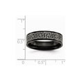 thumbnail image 2 of Black Titanium Greek Key Laser Etched 6mm Brushed and Polished Band Ring - Size 12, 2 of 2