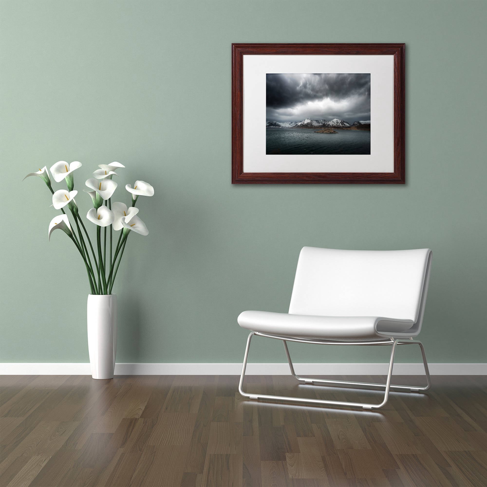 Trademark Fine Art "Grey" Canvas Art by Philippe Sainte-Laudy, White Matte, Wood Frame