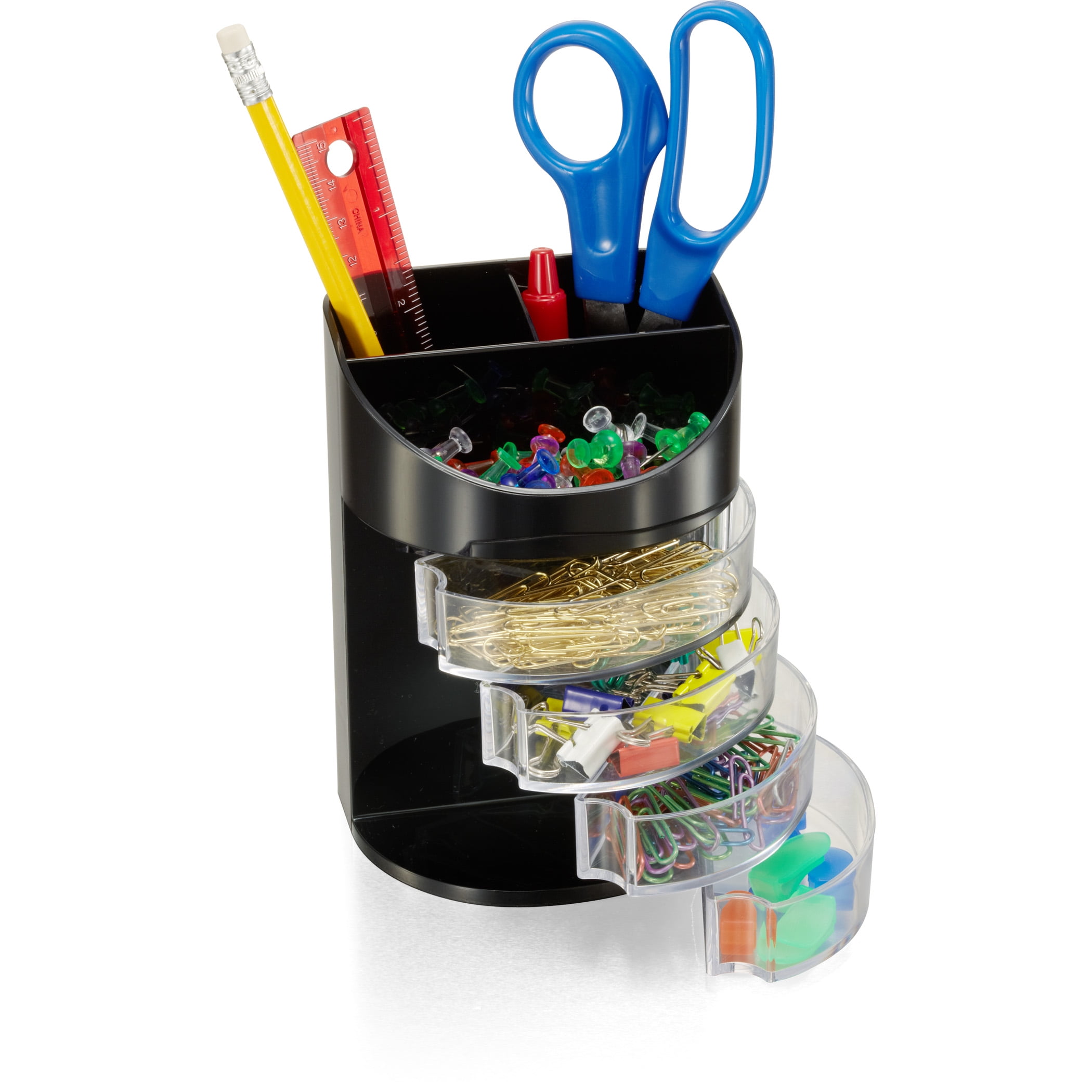 Officemate Supply Organizer, 7 Compartments, Black/Clear