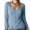 Blue, variant on Square Neck Top for Women Fall Fashion Notch-Neck Front Button Decor Textured Long Sleeve Elegant Shirts