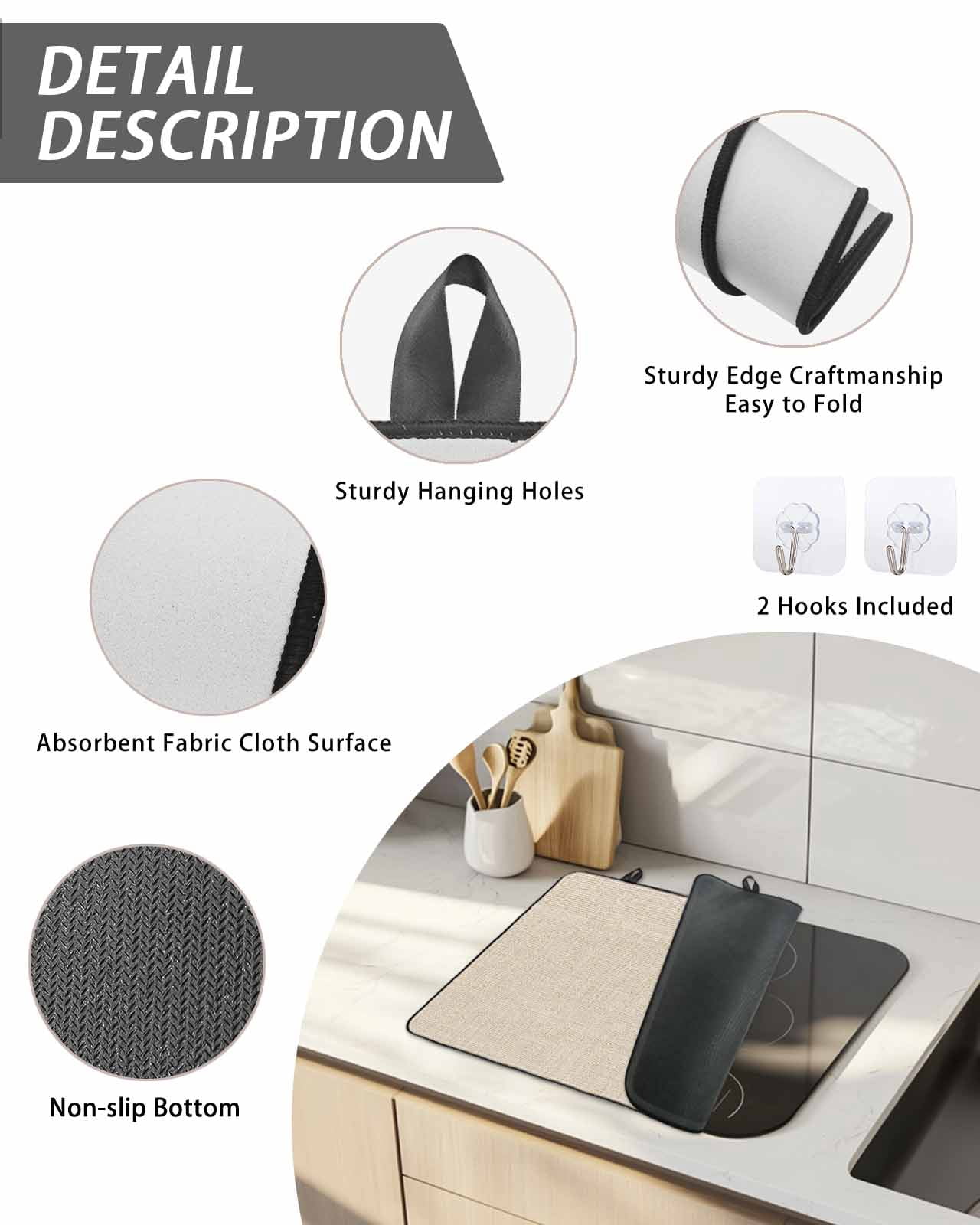 Stove Top Covers for Electric Stove, Vintage Cream Glass Stovetop Cover Protector, Farmhouse Retro Beige Solid Color Induction Cooktop Protector Oven Mat for Kitchen Countertop 36"x21"