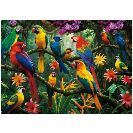 BenBen Jigsaw Puzzles 1000 Pieces for Adults Ages 12 , Parrots in the Jungle, 27.5 x 19.7 in