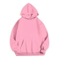 thumbnail image 3 of Oversized Hoodies with Pocket Women Cotton Plain Pullover Hooded Sweatshirts Sweater Long Sleeve Fleece Lined Tops (L, Pink 01), 3 of 5