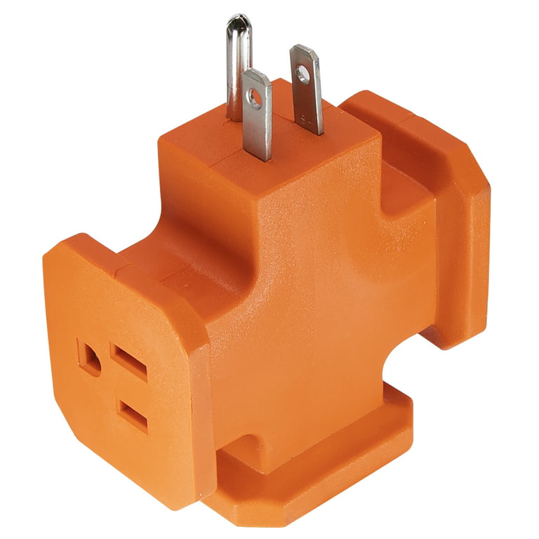 Maxxima Heavy Duty 3 Grounded Multi Outlet Adapter Wall Plug, Turn One  Outlet into 3, Orange Commercial Outlet Splitter (Pack of 4)