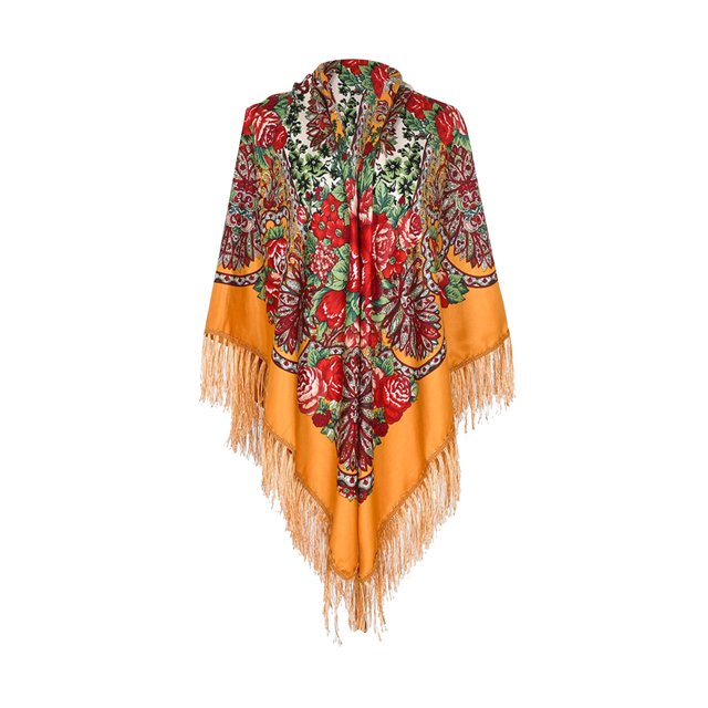 RXIRUCGD Foulard Imprimée Style Ethnique pour Femmes avec Franges, Jaune, Taille : 160
