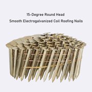 ALL-CARB 3600 Count Coil Roofing Nails 15-Degree Round Head Smooth Electrogalvanized Coil Roofing Nails 7/8 Inch, 0.12 Inch Ring Shank, Wire Weld Collated Roofing Nails Cap Warp 8.8-9mm