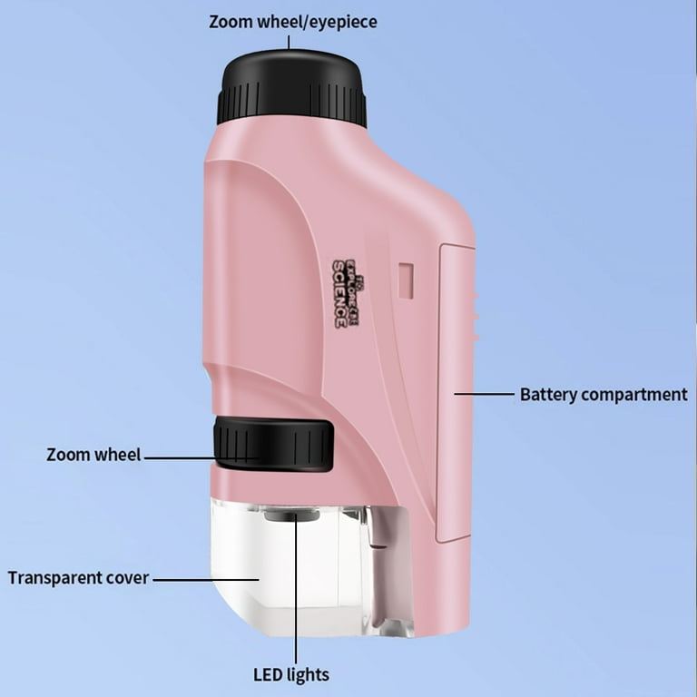 60-120x Pocket Microscope Electric Mini Microscope with LED Light