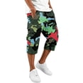 thumbnail image 4 of HKYNLAG Mens Long Cargo Shorts Below Knee Casual Elastic Waist Work Capri Pants Camouflage Summer Hiking Camping Stretch Cropped Pants with Multi Pockets Multicolor L, 4 of 4