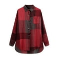 thumbnail image 5 of RYDCOT Fall Shirts for Women 2023 Trendy Long Sleeve Tops Plus Size Button-Down Plaid Shirts Loose Blouse Casual Tops Sale, 5 of 8