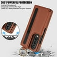 thumbnail image 3 of Allytechgroup Wallet Phone Case for Samsung Galaxy Z Fold 4 with Ring Holder & S Pen Holder, Premium PU Leather Bumper Shockproof Anti-Scratch Lightweight Case for Women Men, Brown, 3 of 8