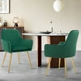 thumbnail image 5 of CangLong Modern ‎Metal Velvet Stripes Club Accent Arm Chairs, Green (Set of 2), 5 of 6
