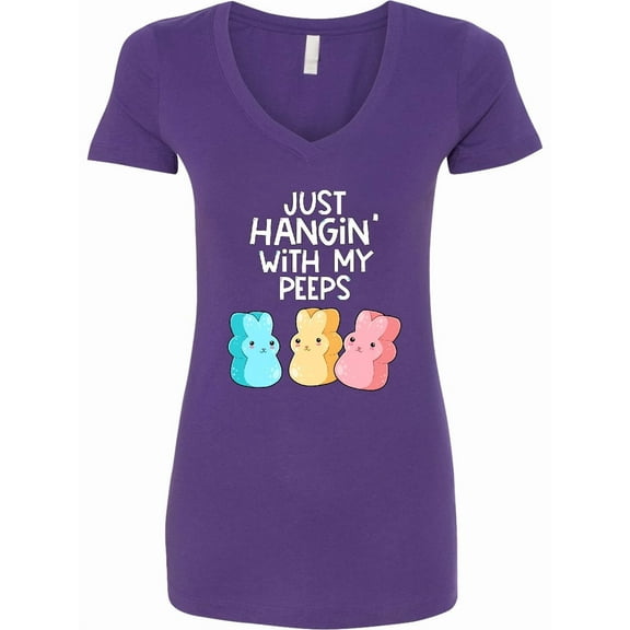 Inktastic Easter Hangin' with My Peeps Women's V-Neck T-Shirt