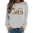 thumbnail image 4 of Halloween Sweatshirts for Women Funny Witch Hat Pumpkin Face Print Long Sleeve Shirts Fall Winter Casual Crew Neck Loose Blouses, 4 of 5