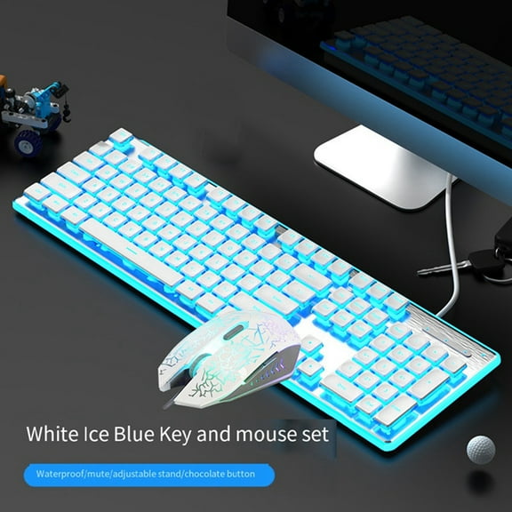 Wired Mechanical Keyboard with Mouse LED Silent Keyboard Gaming Keyboard Waterproof for E-Sports and Office Use-D