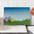 thumbnail image 2 of Easter Cutting Board, Easter Eggs on the Hills Fresh Spring Season Foliage with Blooming Daisies Design, Decorative Tempered Glass Cutting and Serving Board, Small Size, Multicolor, by Ambesonne, 2 of 5