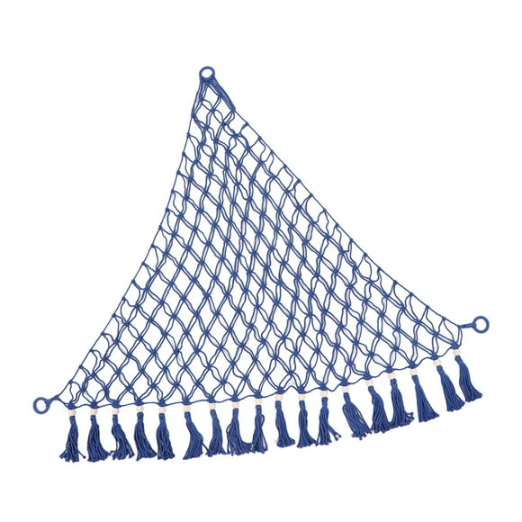 Stuffed Animal Storage Net, Toys Storage Hammock Durable Cotton Rope Tassel Easy To Install With Mounting Accessories For Bedroom Royal Blue