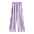 thumbnail image 4 of DHFJKG Flowy Wide Leg Pants For Women Lace Trim Palazzo Drawstring Elastic Waist Pants With Pockets Summer Beach Vacation Clothes Comfortable Trousers, 4 of 4