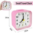 thumbnail image 4 of Small Battery Operated Analog Alarm Clock, Travel Clock,Slient Bedside Clocks for Bedrooms Bathroom Shelf Desk,Pink, 4 of 6