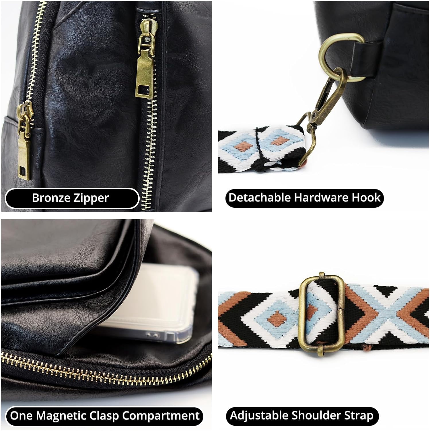 Sling Bag for Women Crossbody, PU Leather Small Sling bags Sling Chest Shoulder Backpack for Traveling Hiking