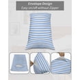 thumbnail image 7 of Blue White Stripe Pillow Covers Queen Size 2 Pack, Modern Minimalist Geometric Striped Soft Bed Throw Pillowcases Breathable Cooling Long Lumbar Body Pillow Sham Cover for Bed Sofa 20''x30'', 7 of 7