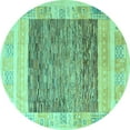 thumbnail image 1 of Ahgly Company Indoor Round Abstract Turquoise Blue Modern Area Rugs, 5' Round, 1 of 4