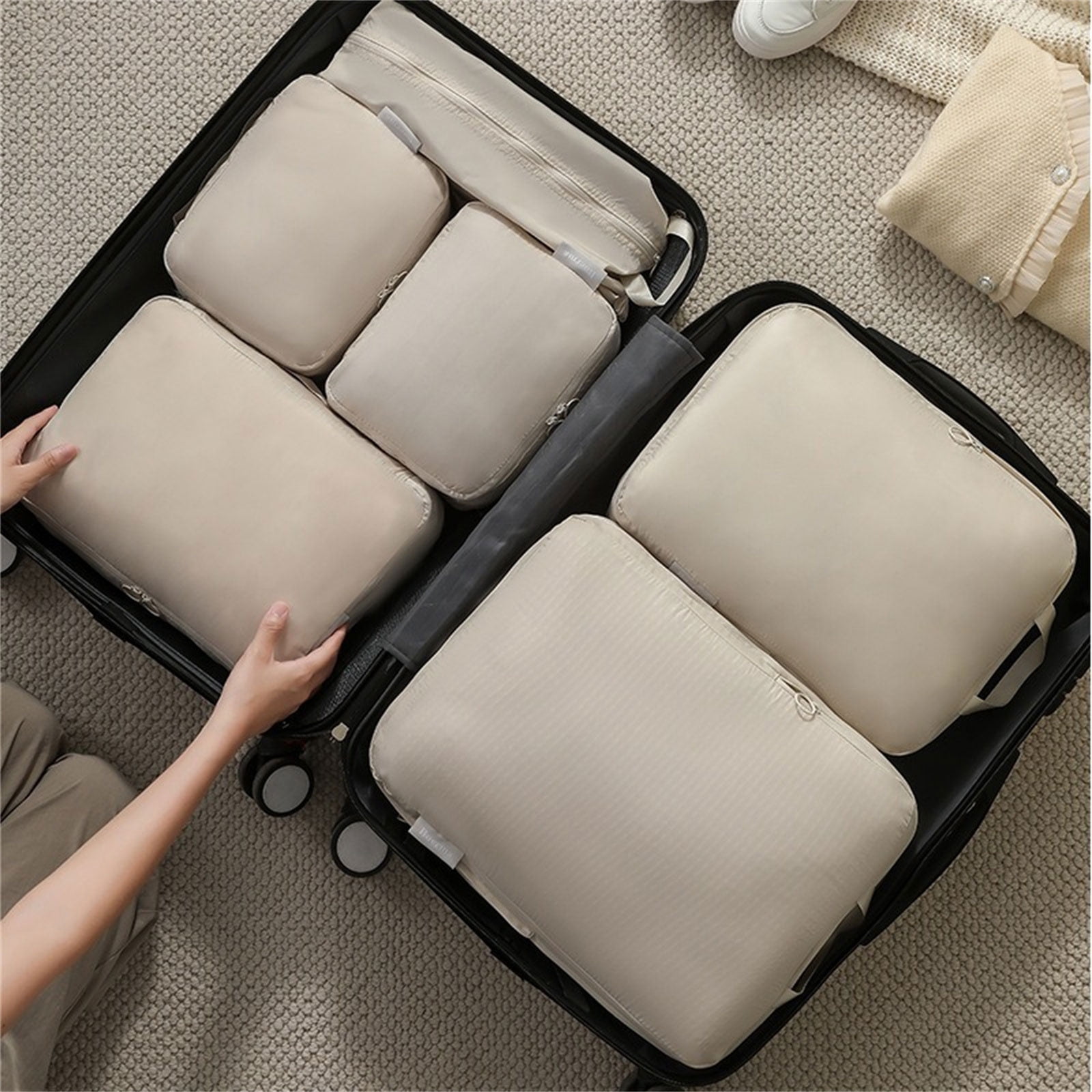 6Pcs Travel Organizers Set For Luggage Essential Packing Cubes Set Sturdy Luggage Organization Bag for Family Trip