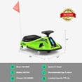 thumbnail image 2 of 24V 360 Degrees Rotating Ride On Drift Car Electric Drifting Go Kart Kids Gifts with High/Low Speed,24V Brushless Motor,Flashing Lights,Flag,Music,Bluetooth(Green), 2 of 11