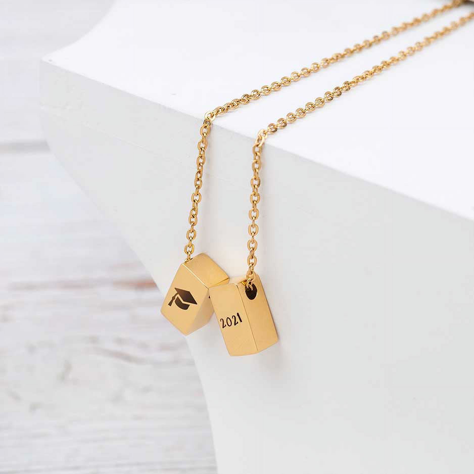 Anavia Graduation Gift for Her - Congratulations 2021 Graduation Gifts for Daughter - College | High School Graduation Gift for Friend -Stainless Steel Cube Necklace Graduation Gifts