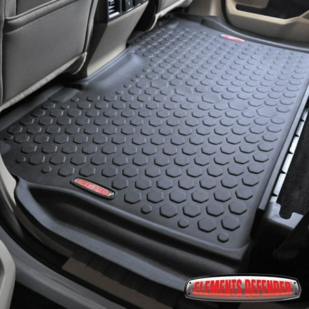 2015 - 2017 Ford F-150 Floor Mats (FRONT & REAR LINERS - 100% WEATHER RESISTANT) Fits Crew Cab F150 Trucks in 2015,2016 & 2017 Models - Guaranteed Perfect Fit - Custom Tech Fitting