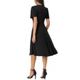 thumbnail image 3 of INSPIRE CHIC Women's Summer Wrap V Neck Puff Short Sleeve Midi Swing Dress with Pockets S Black, 3 of 6