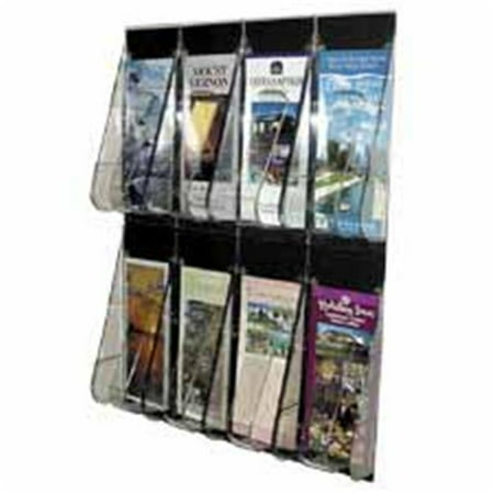 Safco 8 Pocket Pamphlet Rack Deflect-O Corporation DEF56201 Pamphlet Wall Rack- 8-Pocket- 18-.25in.x2-.88in.x23-.50in.- Clear ()