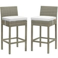 thumbnail image 2 of Modway Conduit Outdoor Wicker Rattan Bar Stools - Set of 2, Light Gray/White, 2 of 5