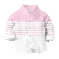 thumbnail image 6 of JTSRKL Cute Boys Girls Leisure T-Shirts Kids Rolled up Long Sleeve Button Down Striped Color Block Graphic Tees Shirt Tops with Pockets Pink 3-4 Years, 6 of 7