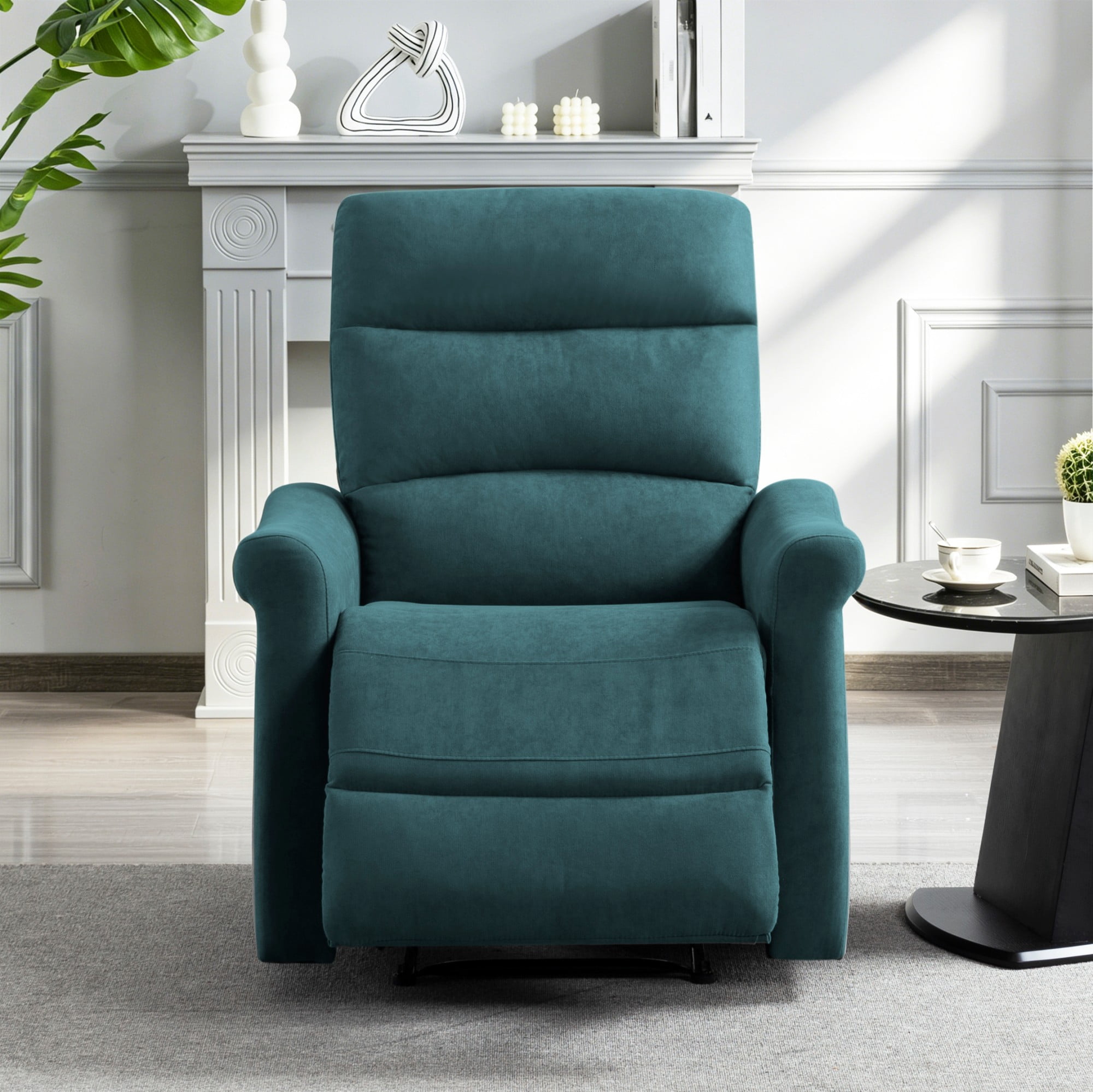 Gewnee 31.89" Manual Recliner Chair, Adjustable Reclining Lounge Chair, Linen Upholstered Wood & Metal Frame Single Sofa Recliner for Living Room, Office, Green