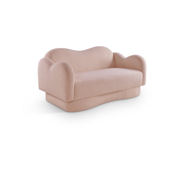 Meridian Furniture Bloom Pink Teddy Fabric Loveseat